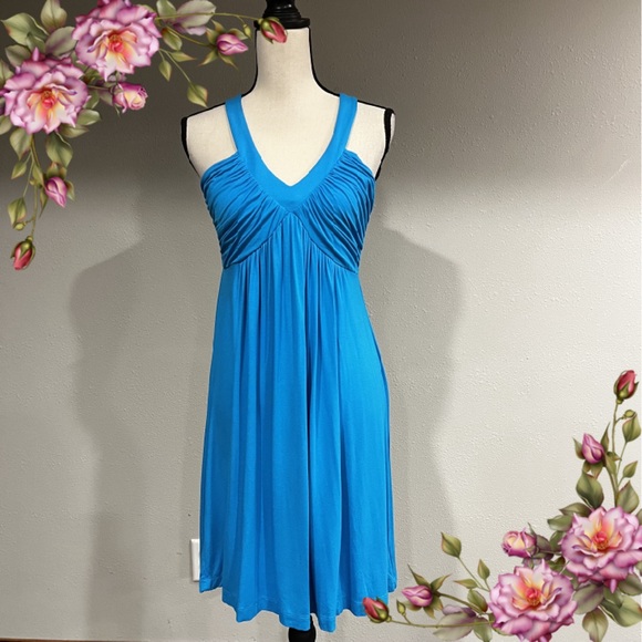 Calvin Klein Empire Dress Fit & Flared Deep Aqua/Caribbean Blue - Picture 1 of 13